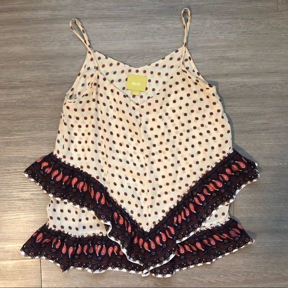 Anthropologie Maeve Buteh Boarders Ruffle Tank - Picture 1 of 3